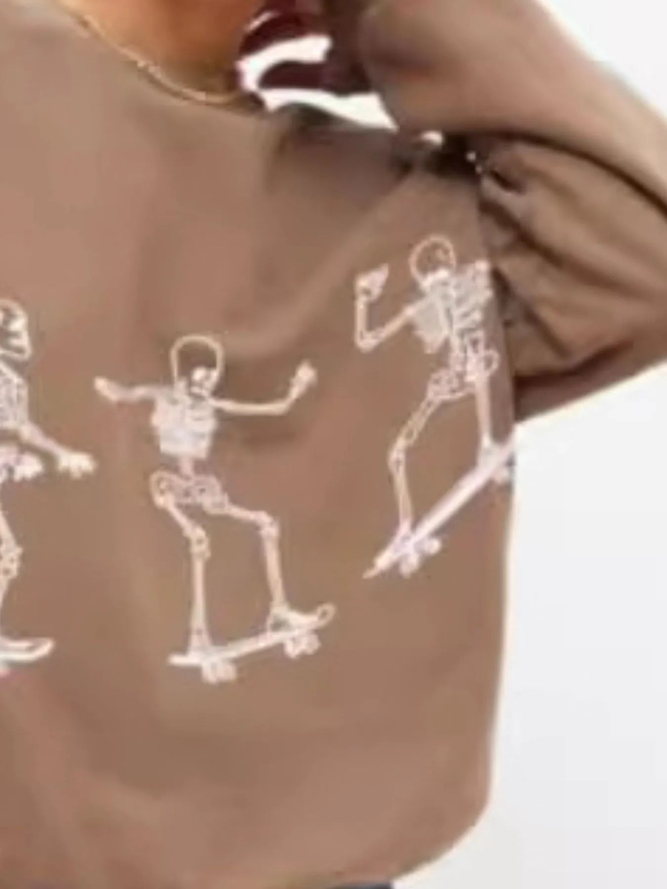 Skeleton Graphic Oversized Sweatshirt – Women’s Casual Streetwear Pullover